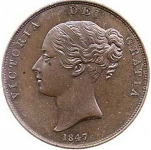 Penny Obverse Image minted in UNITED KINGDOM in 1847 (1837-01  -  Victoria)  - The Coin Database