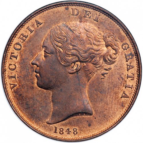 Penny Obverse Image minted in UNITED KINGDOM in 1848 (1837-01  -  Victoria)  - The Coin Database