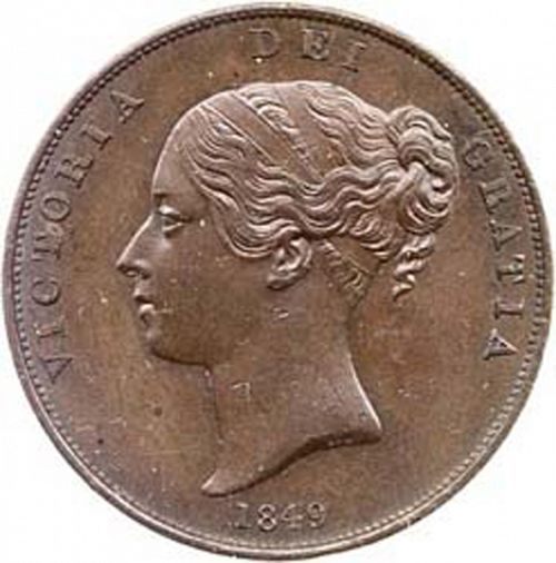 Penny Obverse Image minted in UNITED KINGDOM in 1849 (1837-01  -  Victoria)  - The Coin Database