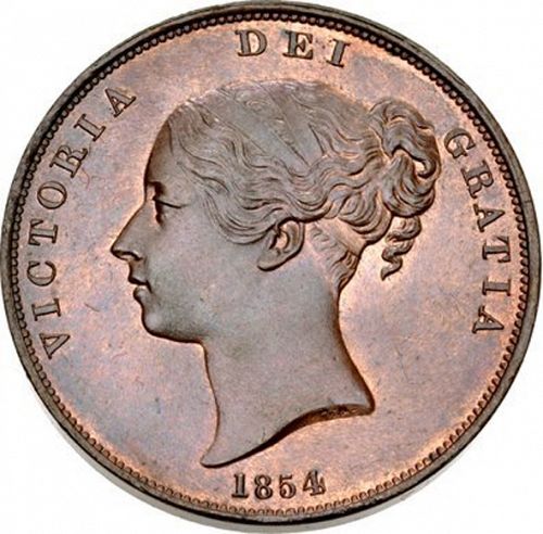 Penny Obverse Image minted in UNITED KINGDOM in 1854 (1837-01  -  Victoria)  - The Coin Database