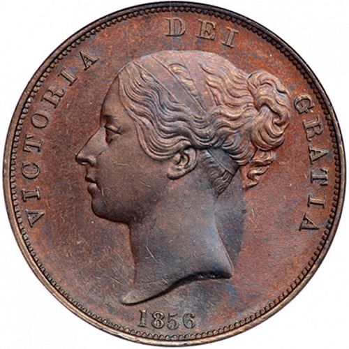 Penny Obverse Image minted in UNITED KINGDOM in 1856 (1837-01  -  Victoria)  - The Coin Database