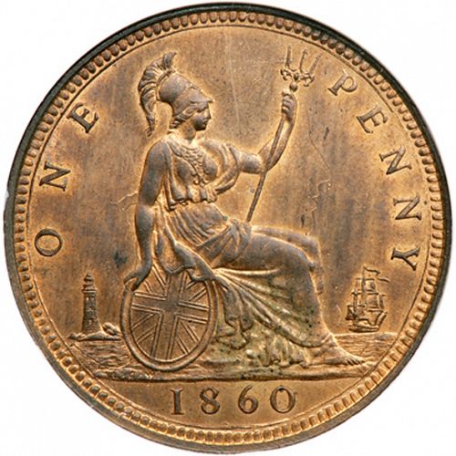 Penny Reverse Image minted in UNITED KINGDOM in 1860 (1837-01  -  Victoria)  - The Coin Database