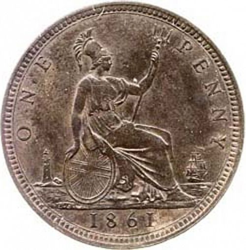 Penny Reverse Image minted in UNITED KINGDOM in 1861 (1837-01  -  Victoria)  - The Coin Database