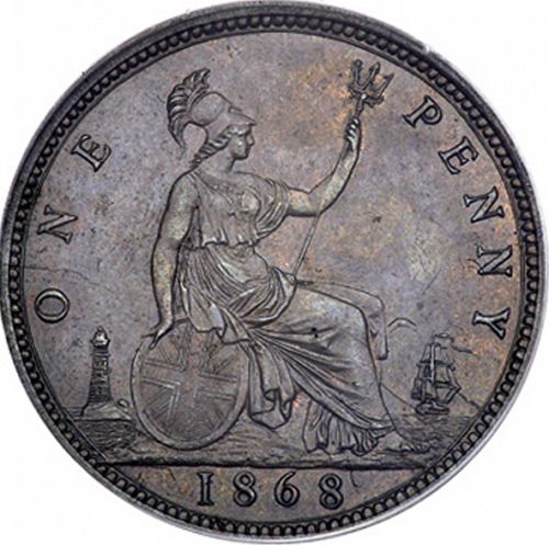Penny Reverse Image minted in UNITED KINGDOM in 1868 (1837-01  -  Victoria)  - The Coin Database