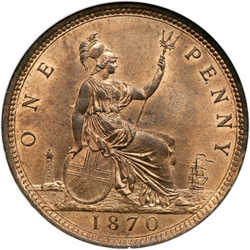 Penny Reverse Image minted in UNITED KINGDOM in 1870 (1837-01  -  Victoria)  - The Coin Database