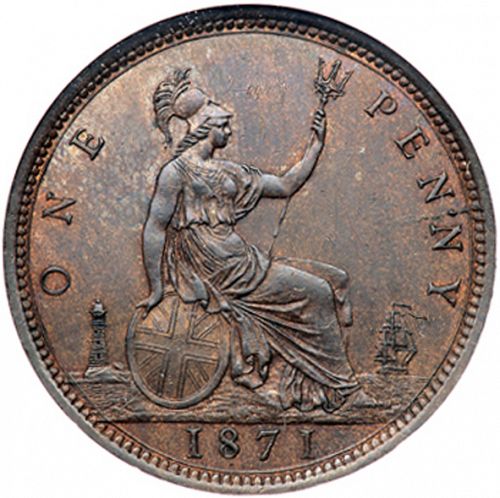 Penny Reverse Image minted in UNITED KINGDOM in 1871 (1837-01  -  Victoria)  - The Coin Database