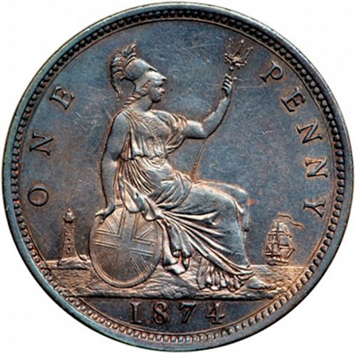 Penny Reverse Image minted in UNITED KINGDOM in 1874 (1837-01  -  Victoria)  - The Coin Database