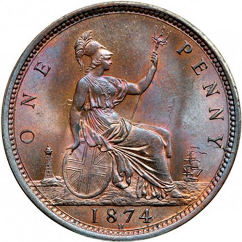 Penny Reverse Image minted in UNITED KINGDOM in 1874H (1837-01  -  Victoria)  - The Coin Database