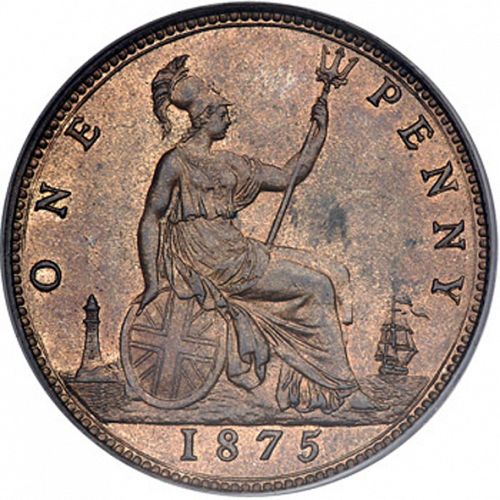 Penny Reverse Image minted in UNITED KINGDOM in 1875 (1837-01  -  Victoria)  - The Coin Database