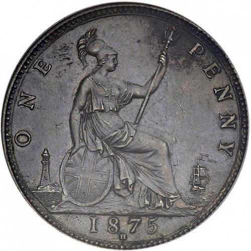 Penny Reverse Image minted in UNITED KINGDOM in 1875H (1837-01  -  Victoria)  - The Coin Database