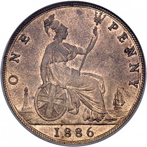 Penny Reverse Image minted in UNITED KINGDOM in 1886 (1837-01  -  Victoria)  - The Coin Database