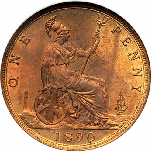 Penny Reverse Image minted in UNITED KINGDOM in 1890 (1837-01  -  Victoria)  - The Coin Database