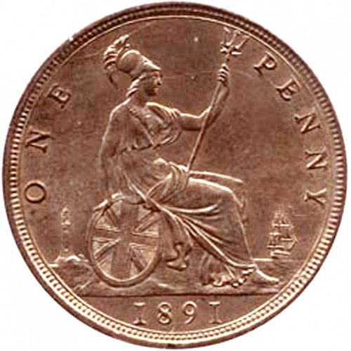 Penny Reverse Image minted in UNITED KINGDOM in 1891 (1837-01  -  Victoria)  - The Coin Database