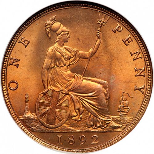 Penny Reverse Image minted in UNITED KINGDOM in 1892 (1837-01  -  Victoria)  - The Coin Database