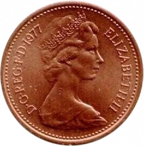 1p Obverse Image minted in UNITED KINGDOM in 1977 (1971-up  -  Elizabeth II - Decimal Coinage)  - The Coin Database