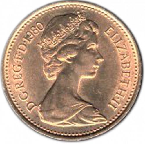 1p Obverse Image minted in UNITED KINGDOM in 1980 (1971-up  -  Elizabeth II - Decimal Coinage)  - The Coin Database