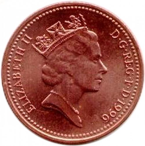 1p Obverse Image minted in UNITED KINGDOM in 1996 (1971-up  -  Elizabeth II - Decimal Coinage)  - The Coin Database
