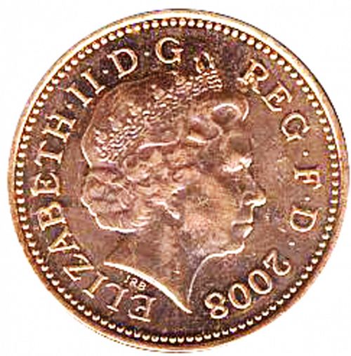 1p Obverse Image minted in UNITED KINGDOM in 2008 (1971-up  -  Elizabeth II - Decimal Coinage)  - The Coin Database