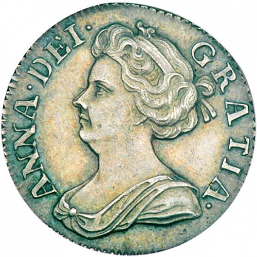 Shilling Obverse Image minted in UNITED KINGDOM in 1707 (1701-14 - Anne)  - The Coin Database