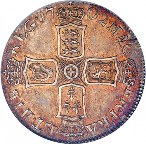 Shilling Reverse Image minted in UNITED KINGDOM in 1702 (1701-14 - Anne)  - The Coin Database