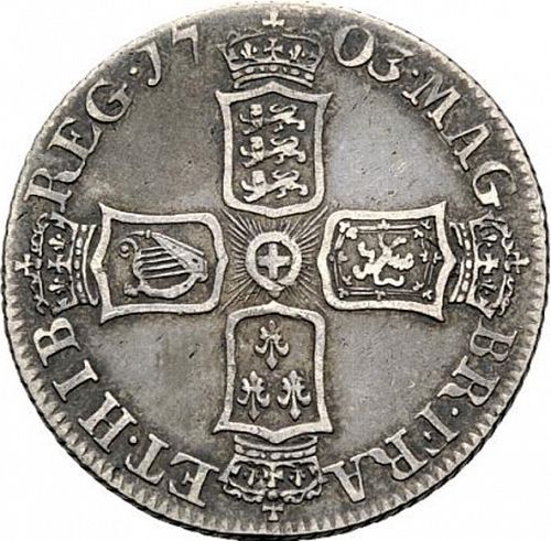 Shilling Reverse Image minted in UNITED KINGDOM in 1703 (1701-14 - Anne)  - The Coin Database