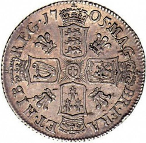 Shilling Reverse Image minted in UNITED KINGDOM in 1705 (1701-14 - Anne)  - The Coin Database