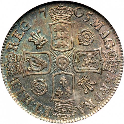 Shilling Reverse Image minted in UNITED KINGDOM in 1705 (1701-14 - Anne)  - The Coin Database