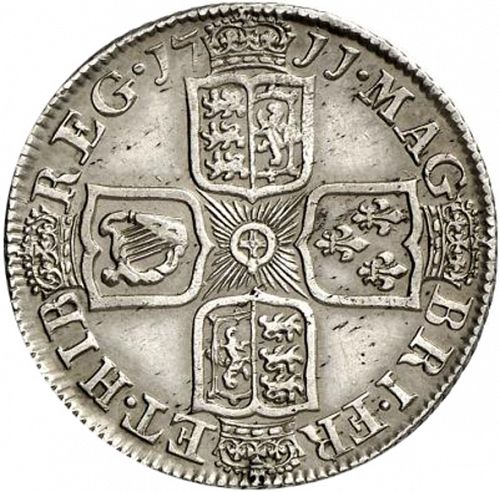 Shilling Reverse Image minted in UNITED KINGDOM in 1711 (1701-14 - Anne)  - The Coin Database