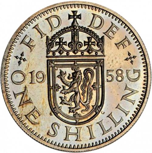 Shilling Reverse Image minted in UNITED KINGDOM in 1958S (1953-70  -  Elizabeth II)  - The Coin Database
