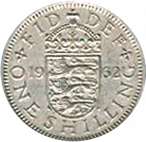 Shilling Reverse Image minted in UNITED KINGDOM in 1962E (1953-70  -  Elizabeth II)  - The Coin Database