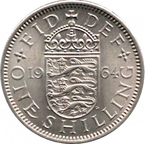 Shilling Reverse Image minted in UNITED KINGDOM in 1964E (1953-70  -  Elizabeth II)  - The Coin Database