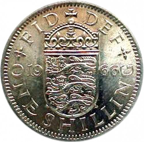 Shilling Reverse Image minted in UNITED KINGDOM in 1966E (1953-70  -  Elizabeth II)  - The Coin Database