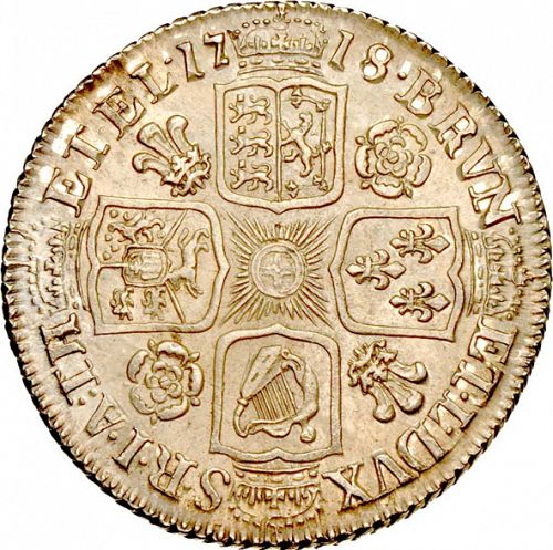 Shilling Reverse Image minted in UNITED KINGDOM in 1718 (1714-27 - George I)  - The Coin Database