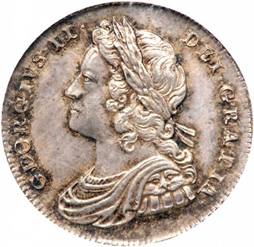 Shilling Obverse Image minted in UNITED KINGDOM in 1728 (1727-60 - George II)  - The Coin Database