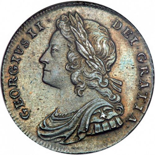 Shilling Obverse Image minted in UNITED KINGDOM in 1728 (1727-60 - George II)  - The Coin Database