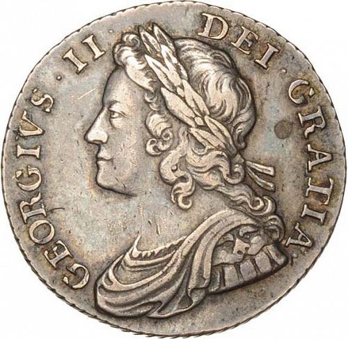 Shilling Obverse Image minted in UNITED KINGDOM in 1737 (1727-60 - George II)  - The Coin Database
