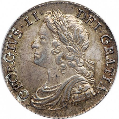Shilling Obverse Image minted in UNITED KINGDOM in 1741 (1727-60 - George II)  - The Coin Database