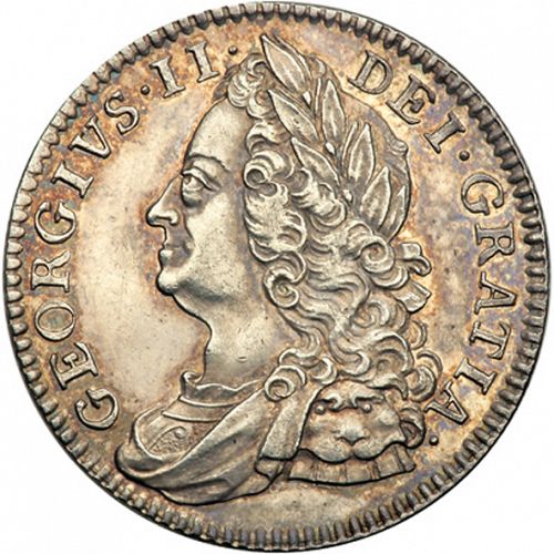 Shilling Obverse Image minted in UNITED KINGDOM in 1746 (1727-60 - George II)  - The Coin Database
