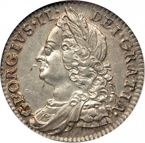 Shilling Obverse Image minted in UNITED KINGDOM in 1750 (1727-60 - George II)  - The Coin Database