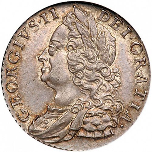 Shilling Obverse Image minted in UNITED KINGDOM in 1758 (1727-60 - George II)  - The Coin Database