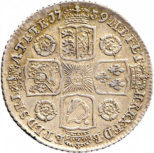 Shilling Reverse Image minted in UNITED KINGDOM in 1739 (1727-60 - George II)  - The Coin Database