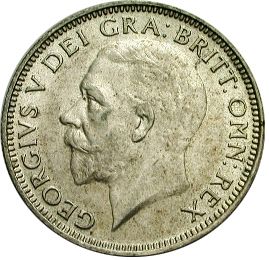 Shilling Obverse Image minted in UNITED KINGDOM in 1927 (1910-36  -  George V)  - The Coin Database