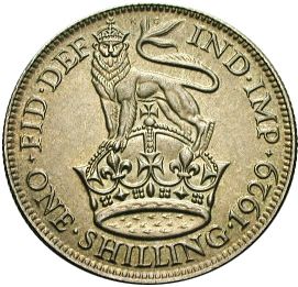 Shilling Reverse Image minted in UNITED KINGDOM in 1929 (1910-36  -  George V)  - The Coin Database