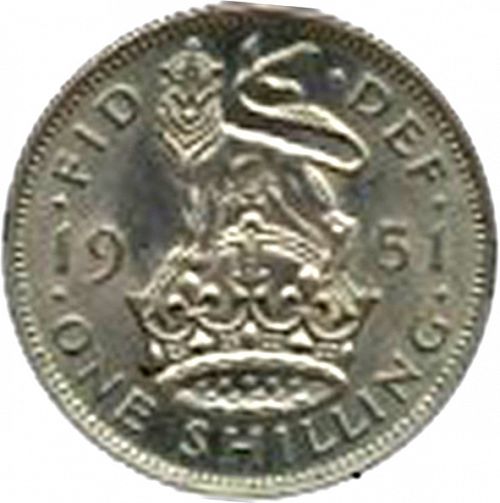 Shilling Reverse Image minted in UNITED KINGDOM in 1951E (1937-52 - George VI)  - The Coin Database