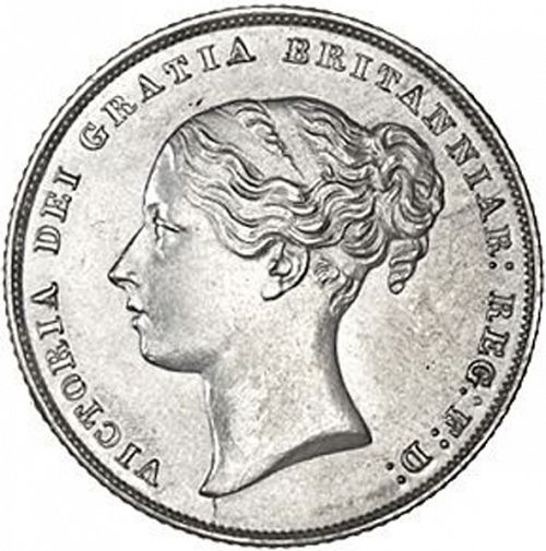 Shilling Obverse Image minted in UNITED KINGDOM in 1854 (1837-01  -  Victoria)  - The Coin Database
