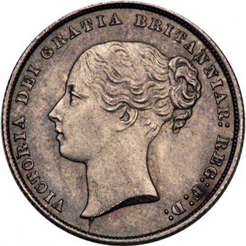 Shilling Obverse Image minted in UNITED KINGDOM in 1858 (1837-01  -  Victoria)  - The Coin Database
