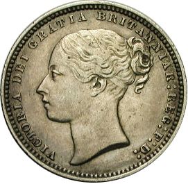 Shilling Obverse Image minted in UNITED KINGDOM in 1869 (1837-01  -  Victoria)  - The Coin Database