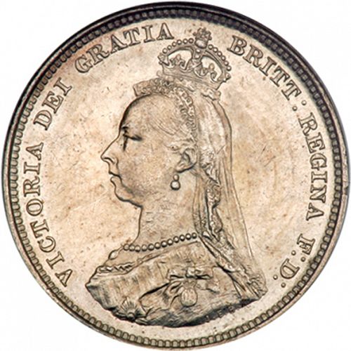 Shilling Obverse Image minted in UNITED KINGDOM in 1889 (1837-01  -  Victoria)  - The Coin Database