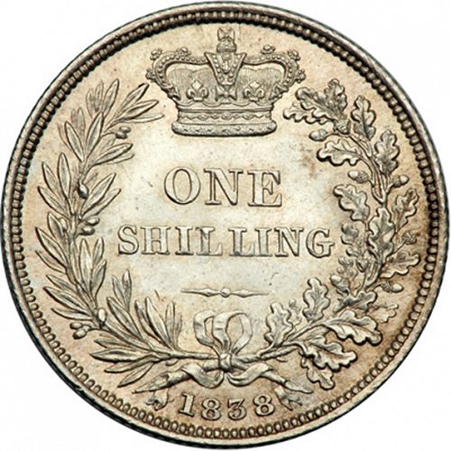 Shilling Reverse Image minted in UNITED KINGDOM in 1838 (1837-01  -  Victoria)  - The Coin Database