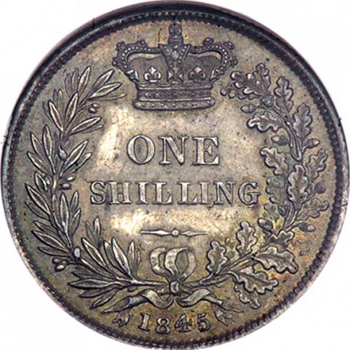 Shilling Reverse Image minted in UNITED KINGDOM in 1845 (1837-01  -  Victoria)  - The Coin Database